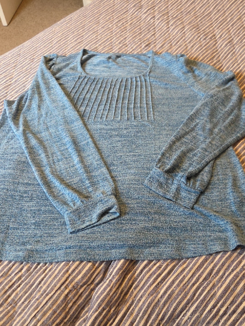 Blue Knit Long Sleeve Top